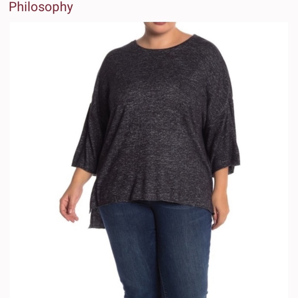 Philosophy gray 3/4 length sleeves,soft fabric top - Picture 2 of 7